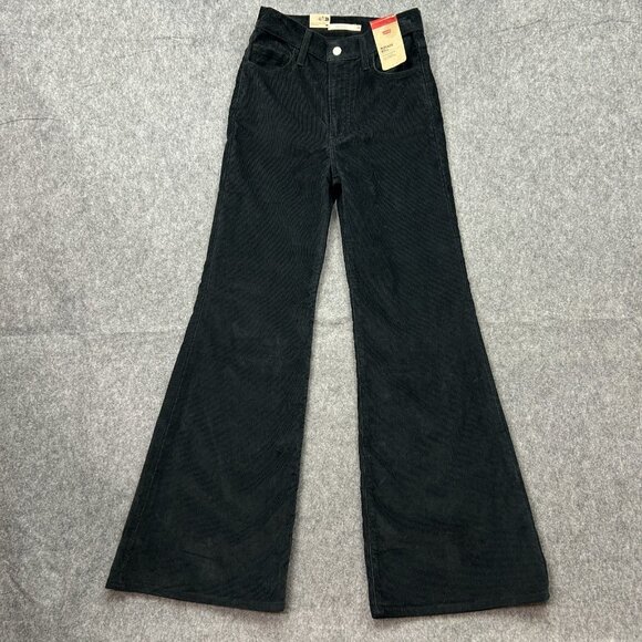 Levi's Ribcage Bell Flare High Waist Corduroy Pants Women's Size 26 Black NWT - Picture 2 of 15